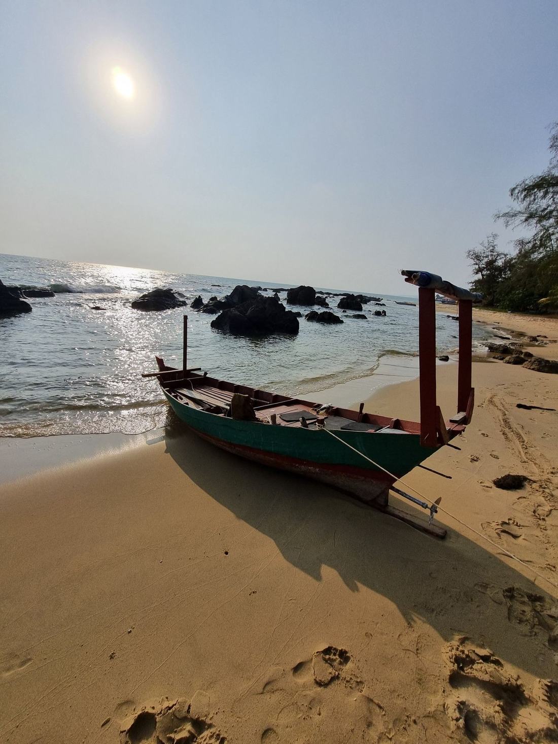 Wooden boat, dusk, Vietnam